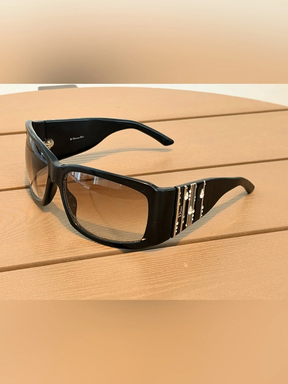 Dior Black Rain Sunglasses with Crystal Accent